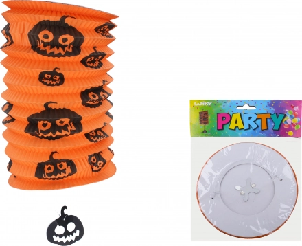 Papīra lampions cilindrs ar ķirbja motīvu 15 cm