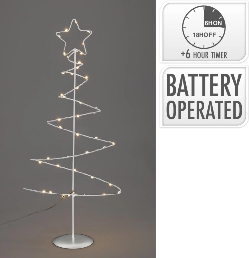 Dekoratīvs balts LED apgaismojums koka formā, 53 cm