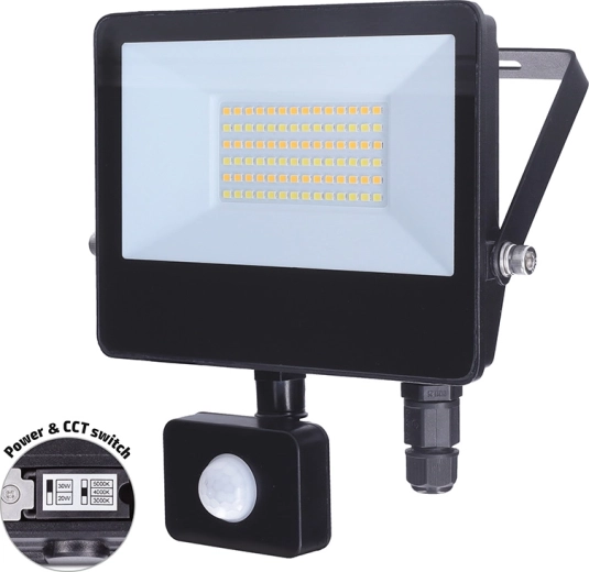 Solight LED Floodlight with Motion Sensor TOP 30 W 3CCT IP65