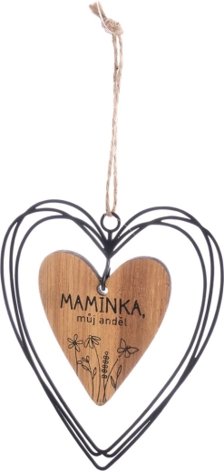 Piekarināma sirds "Mamma" no koka un metāla, brūna