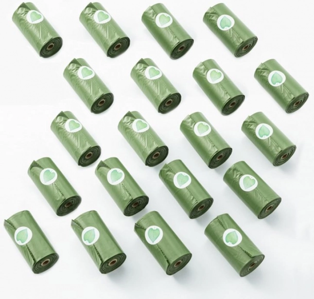 Bioloģiski noārdāmi maisiņi suņu izkārnījumiem, 20 rullīši (300 gab.)