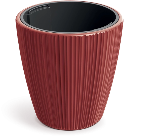 Puķu pods ORO retro sarkans 24 cm ar ieliktni