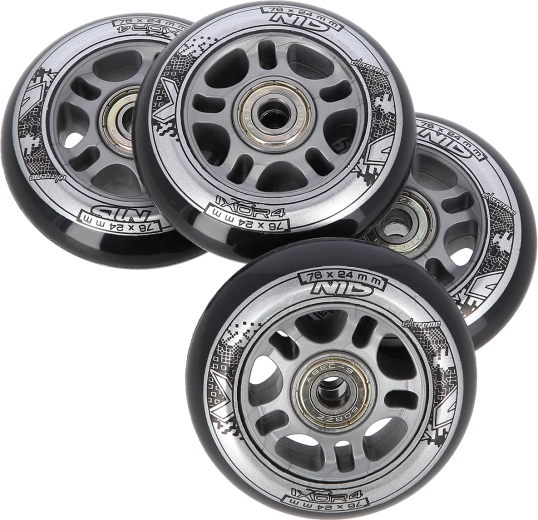 Inline skrituļslidu riteņu komplekts 76 × 24 mm ar ABEC 9 gultņiem NILS EXTREME