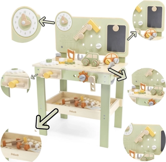 Viga PolarB koka bērnu darbagalds ar instrumentiem