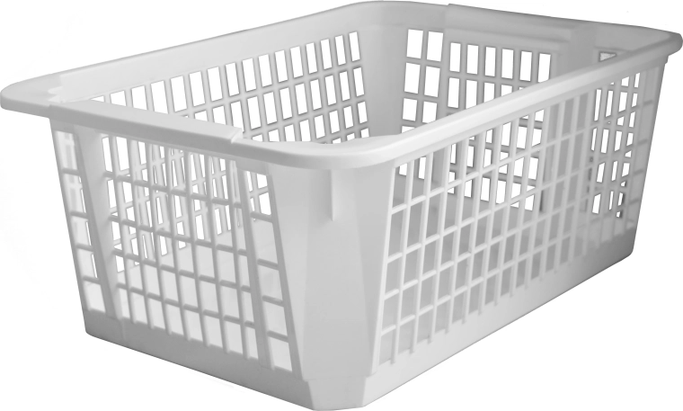 Plastmasas saliekams (stapelējams) groziņš 36 × 26 × 14 cm, balts