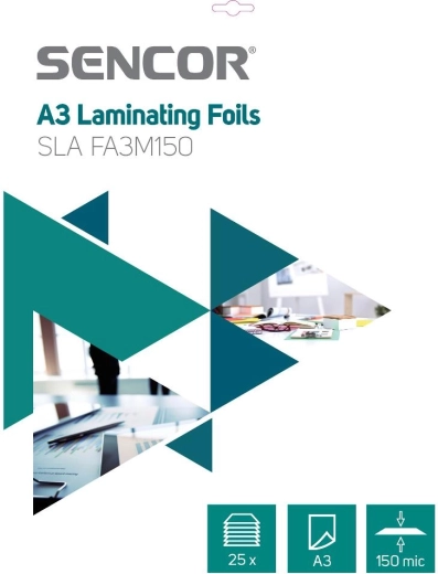 SENCOR A3 laminating pouches, 150 microns, 25 pieces