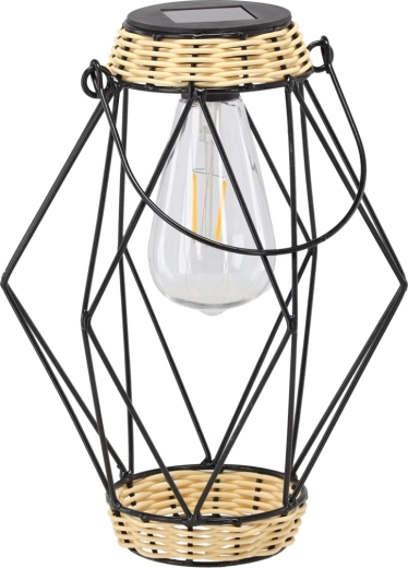Saules enerģijas metāla laterna melnā krāsā 22 cm ar LED