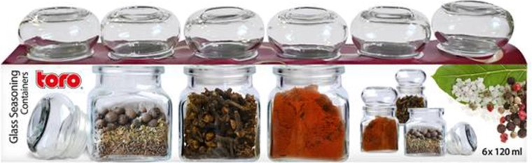 Stikla garšvielu trauciņi TORO 120 ml, komplekts 6 gab.