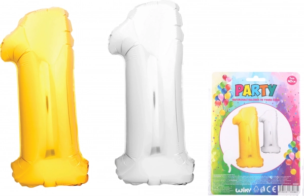 Piepūšams balons cipara 1 formā