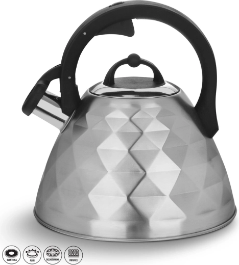 Stainless steel whistle kettle, matte finish, 3.4 L