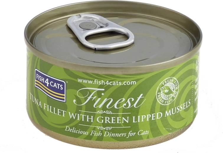 Konservi kaķiem ar tunci un zaļlūpu gliemeni 70 g FISH4CATS Finest