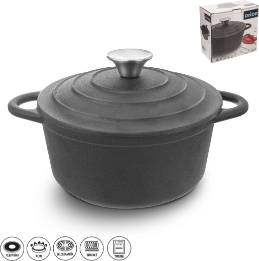 Čuguna katls ar vāku 2,7 l