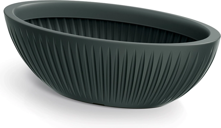Puķu pods Latia Oval 58 cm antracīta krāsā
