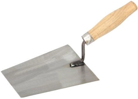 Mūrnieka ķelle no slīpēta tērauda 180 × 130 mm ar koka rokturi