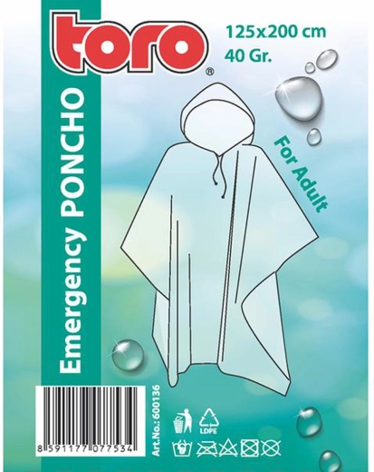 Pončo lietus apmetnis pieaugušajiem Toro