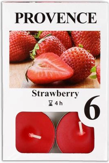 Scented Tealight Candles Provence Strawberry, 6 pcs