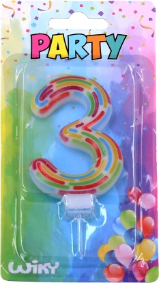 Ballīšu svece cipars 3 ar svītrām