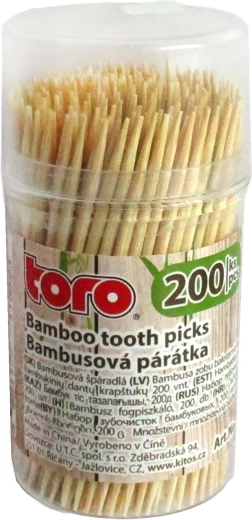 Toro bamboo toothpicks with dispenser, 200 pcs