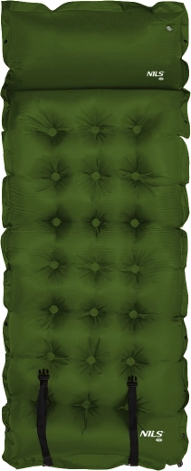 NILS Camp self-inflating sleeping pad with pillow, dark green