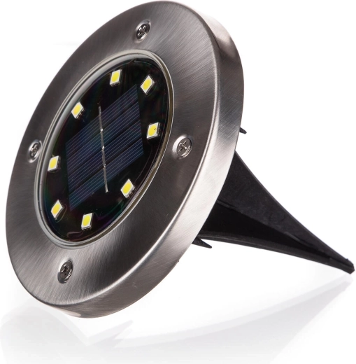 Solārais iegremdējamais grīdas LED gaismeklis 12 cm, nerūsējošais tērauds/plastmasa