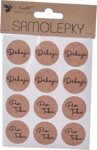 Stickers “Thank you / for you” – round labels 3 cm, 12 pcs