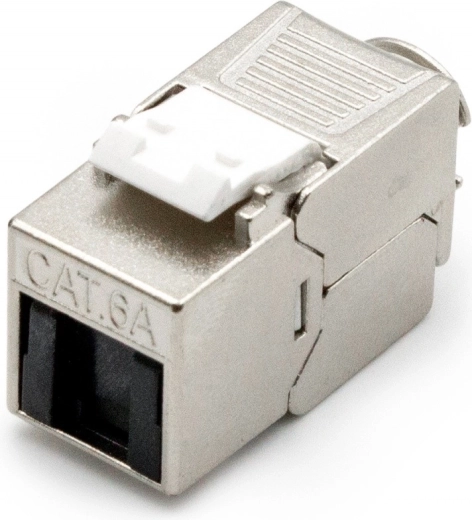Ekranēts bezinstrumentu RJ45 keystone modulis cat.6A ar putekļu aizsargvāciņu – 1 gab.