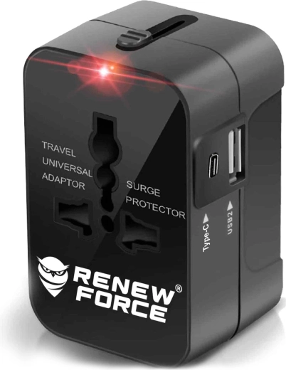 Universal Travel Adapter with USB and USB-C