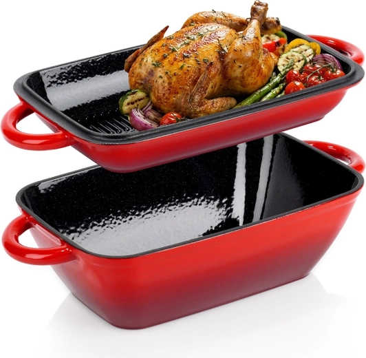 Čuguna emalēta cepamtrauku komplekts 2‑vienā ar vāku CAST ENAMEL 3,5 / 1,5 l