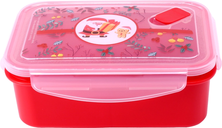 TORO Plastic Food Container with Lid, 830 ml, with Christmas Design