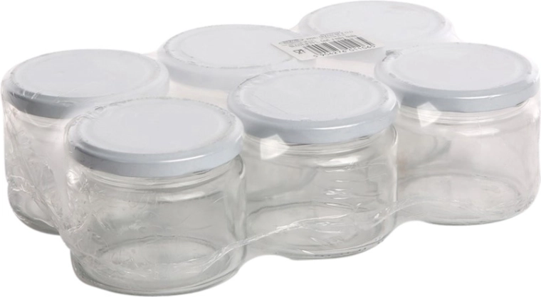 Set of 6 preserving jars 330 ml with a white lid