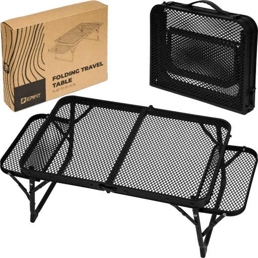 Salokāms tūristu galdiņš Flip, zems 70, melns