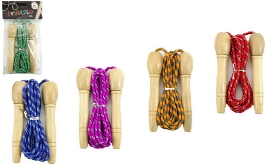 Lēkšanas virve ar koka rokturi dažādās krāsās