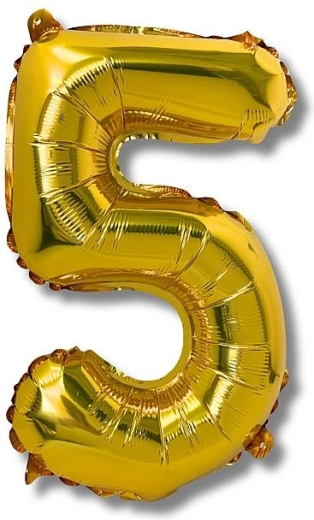 Foil balloon number 5, 40 cm, gold