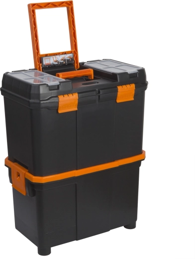 Folding plastic wheeled tool case