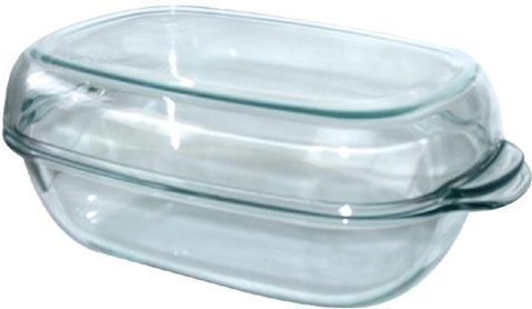 Ovāls stikla cepamtrauks ar vāku 8 l, 40 × 12 cm