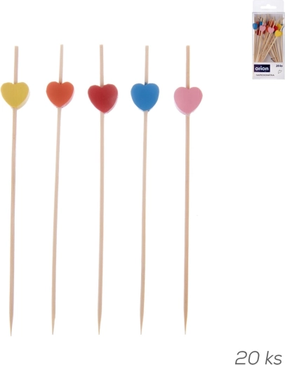 Bamboo heart-shaped cocktail picks 20 pcs mix