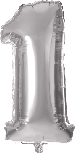 Folijas balons cipars 1, 30 cm, sudraba TORO