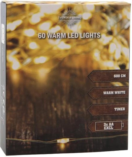 Ziemassvētku gaismas virtene 60 LED ar taimeri 6 m