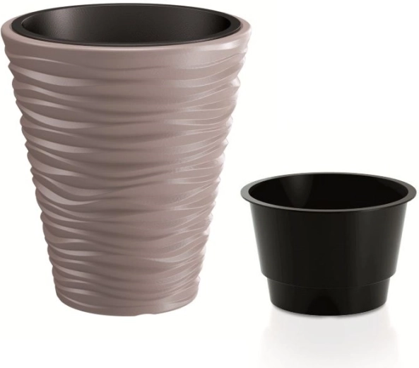 Plastic Flower Pot Sand with Insert 29.5 cm – Mocha color