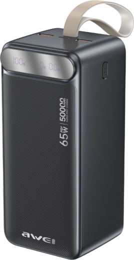 Awei power bank 50,000 mAh 65 W PD with LED display (2× USB-A, USB-C) - 1 piece