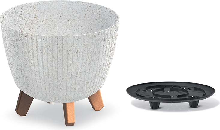 Puķu pods Lamia Eco Wood 23,2 cm balts