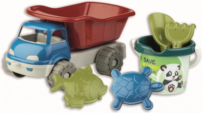 Androni smilšu komplekts mežs ar automašīnu no pārstrādātas plastmasas