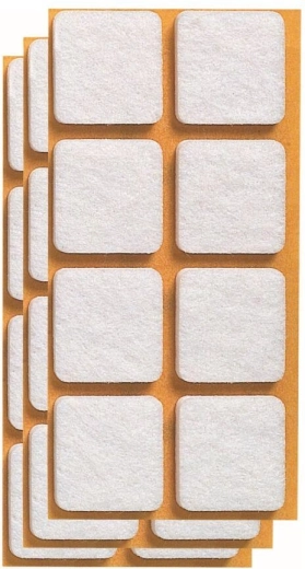 Felt self-adhesive furniture pads 20 × 20 mm, white (24 pcs)