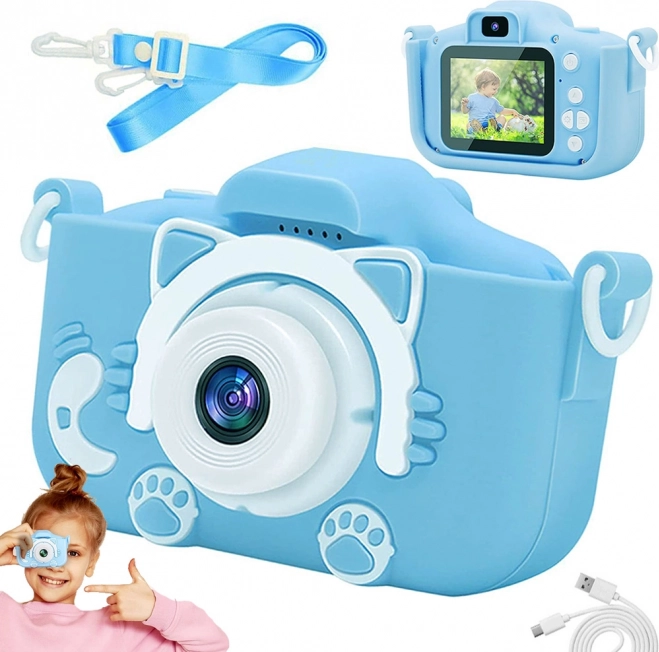 Digitālā bērnu fotokamera ar kaķīti