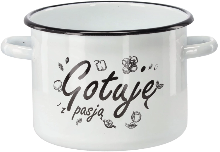 Enamel pot 4.5 l 20 cm white GOTUJĘ Z PASJĄ