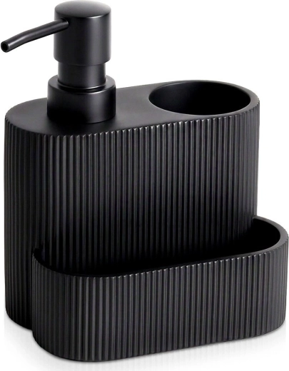 Dish soap dispenser with sponge holder, black 250 ml - 1 piece