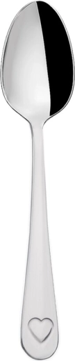 Stainless steel teaspoon with heart motif