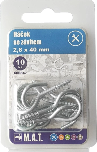 Vītņots āķis 20 × 2,3 mm, cinkots (10 gab.)