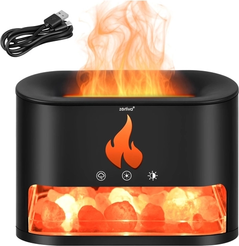 Zortiva ultrasonic aroma diffuser and air humidifier 250 ml with fireplace effect