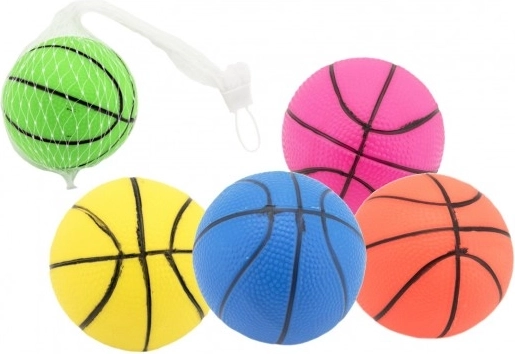 Gumijas basketbola bumbiņa 8,5 cm – krāsu miksā tīklā